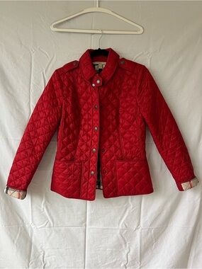 Burberry Quilted Red Snap-Front Puffer Jacket